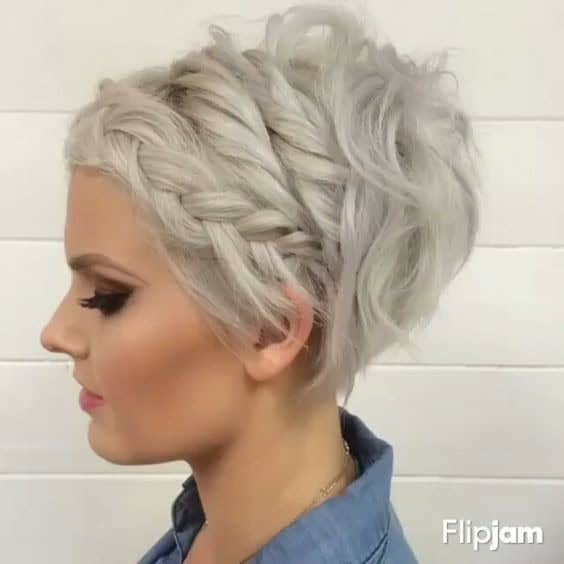 Short Silver Bob with Braided Fringe