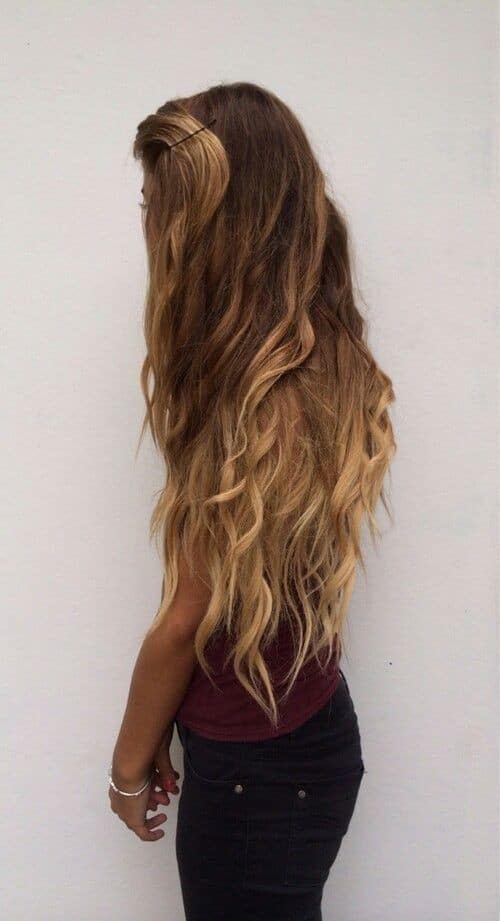 Long brown locks with blonde highlights