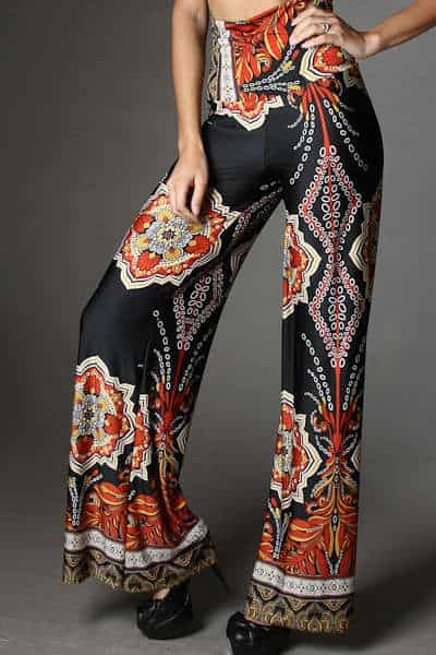 Paisley wide leg pants