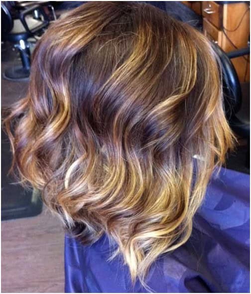 “Sun-kissed” long inverted bob