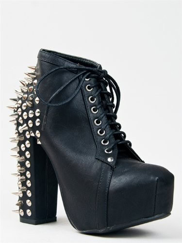 Studded platform heel booties