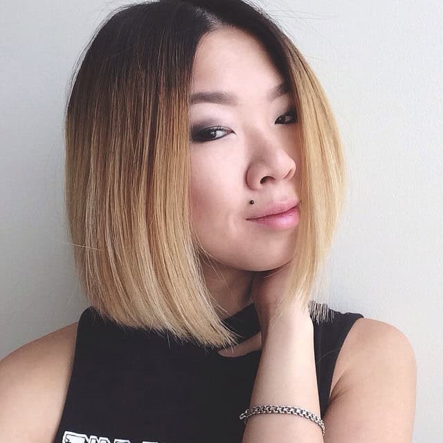 Traditional ombre blunt bob with middle part