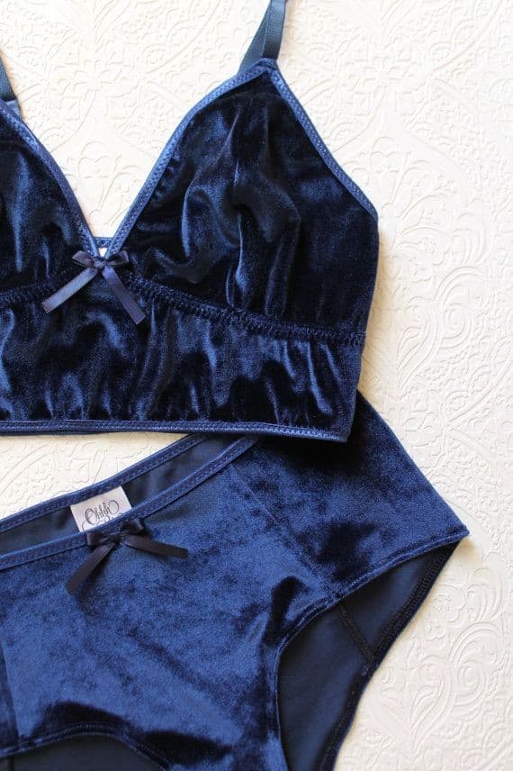 Dark blue velvet underwear