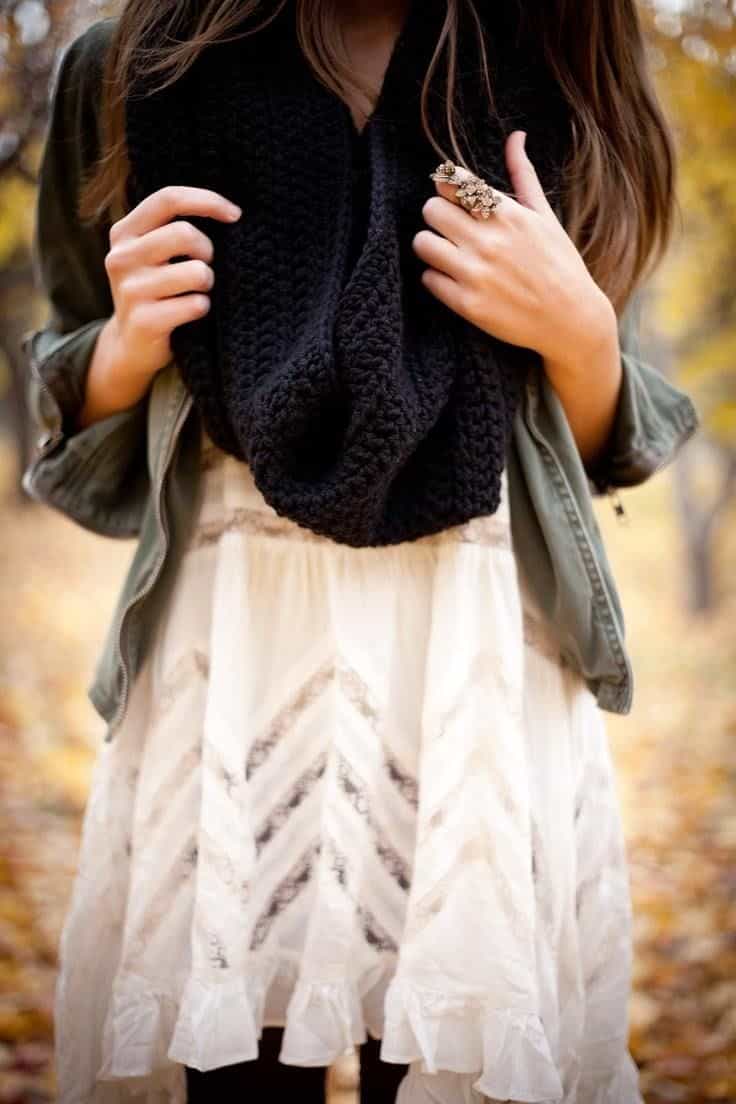 Slip dress and infinity scarf