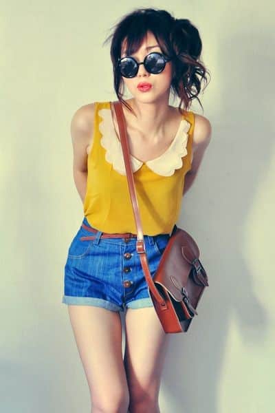 Ginger Top with Denim Shorts