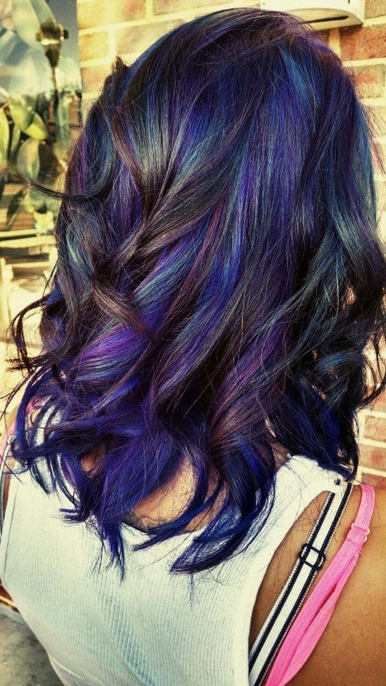 Blue and Purple Highlighted Hair