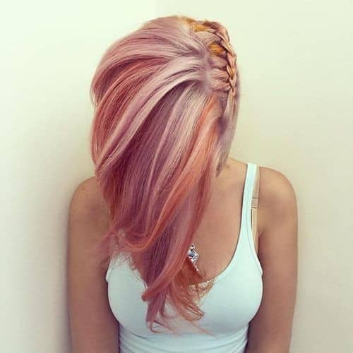 Pink and Peach Bob with Half Braid