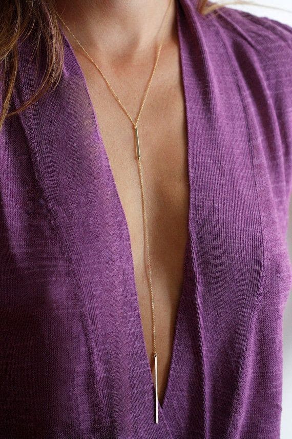 Front tie top with plunging neckline