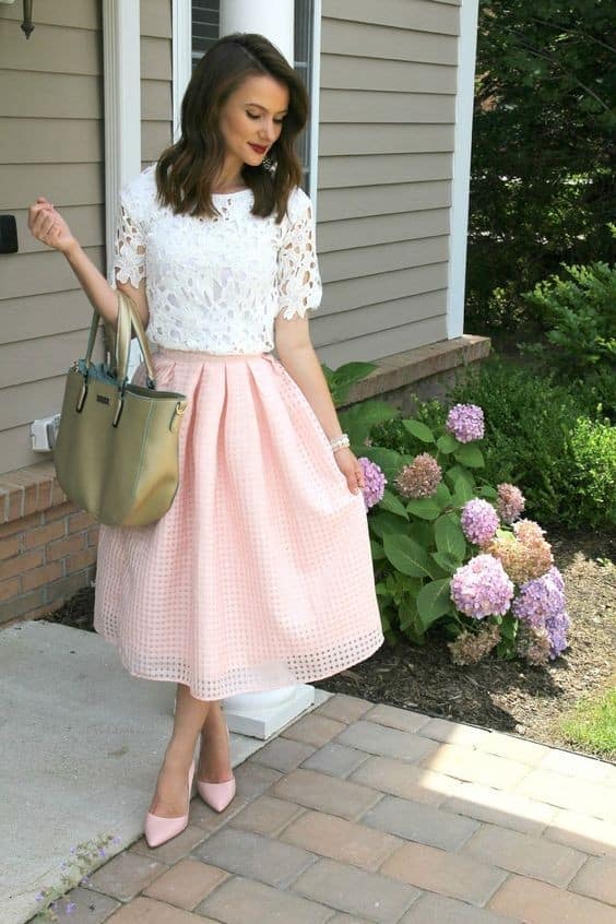 Lovely Pink Skirt Outfit