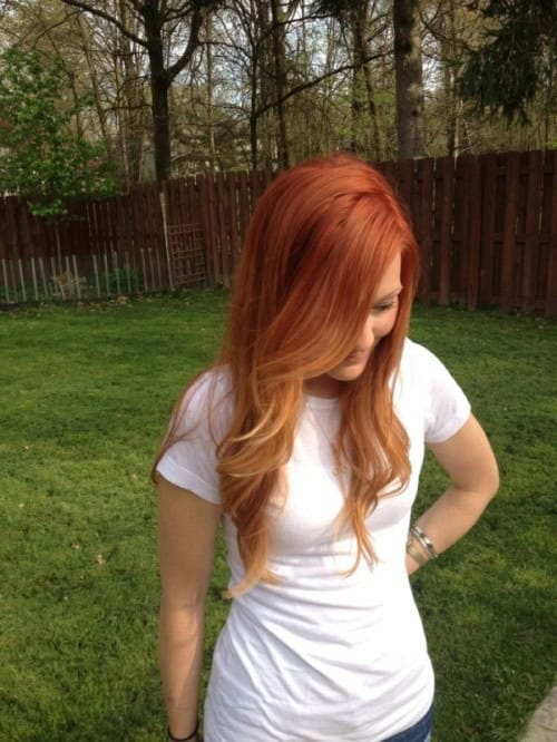 Red to Strawberry Blonde Style with Curled Ends