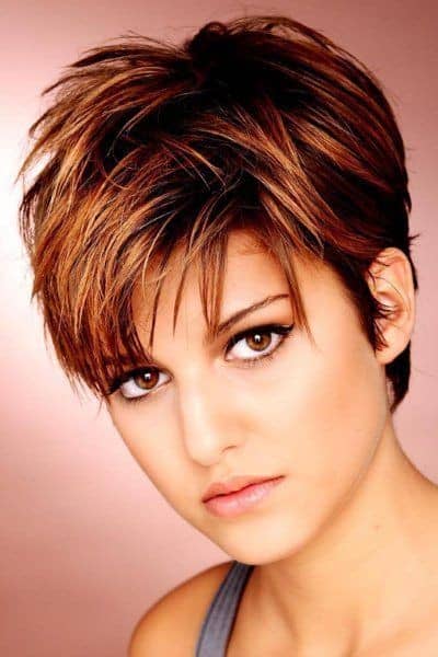 Short cut for thick hair with highlights