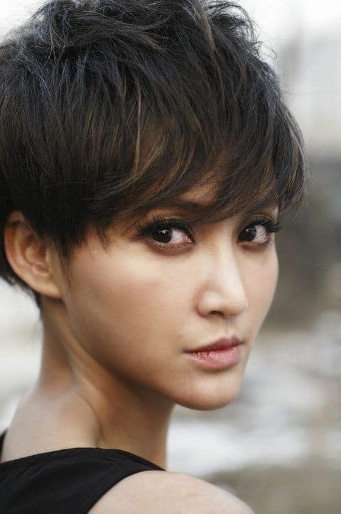 Long layered pixie shag