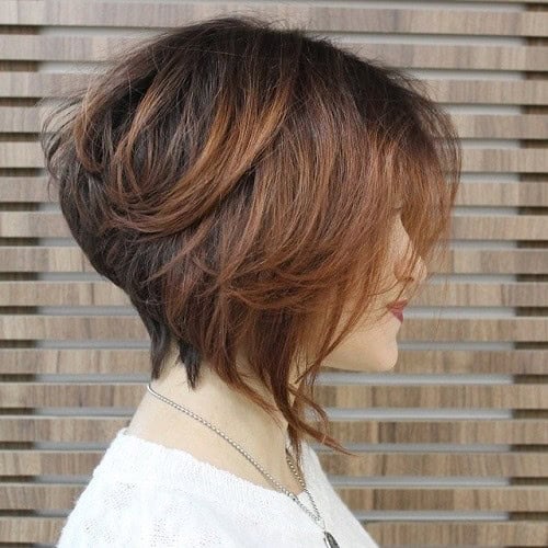 Brown to Auburn Messy Wedged Bob