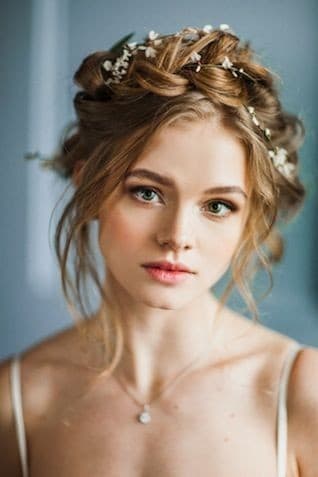 Braided Crown Hairstyle for Bride