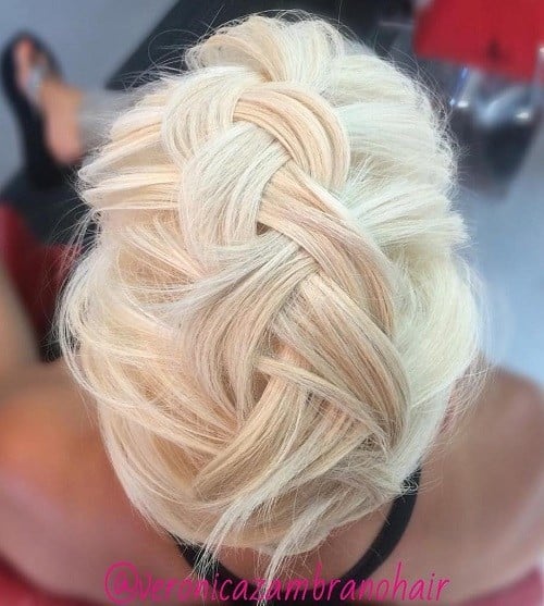 Peach and White Braided Up Do