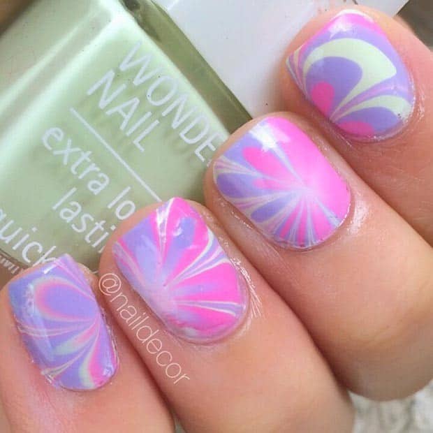 Cool Nail Design: Pink and Purple Marble