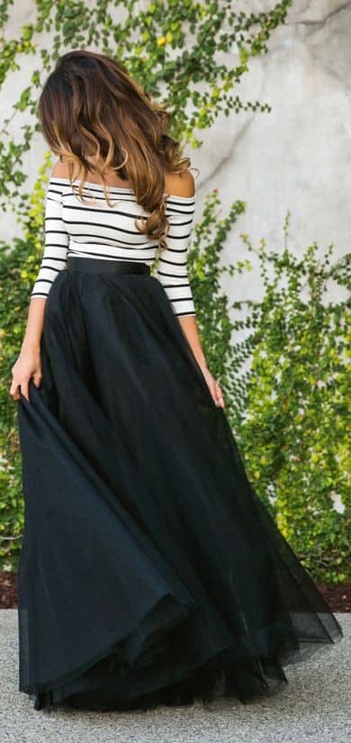 Off-the-Shoulder Top with Tulle Skirt