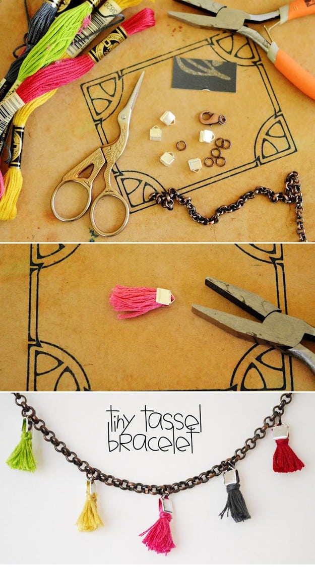 Easy to make jewelry: The Tiny Tassel Bracelet