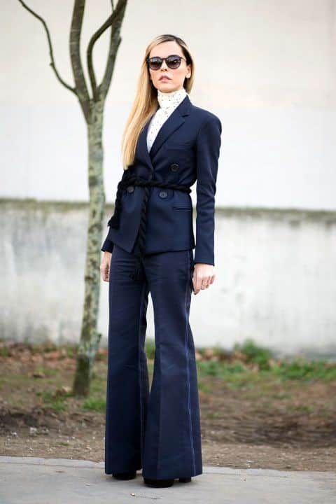 Dark blue flare suit