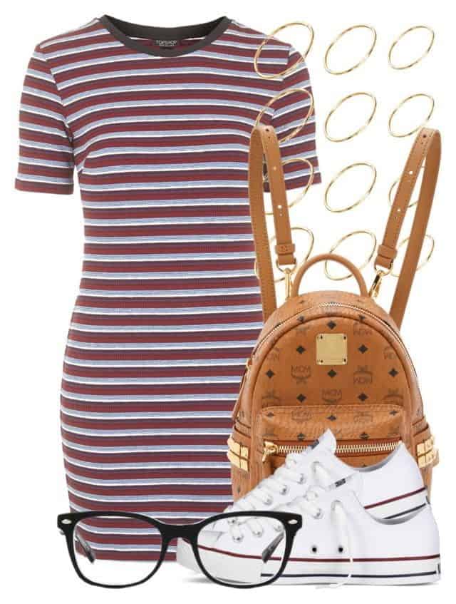 Striped T-shirt dress and sneakers