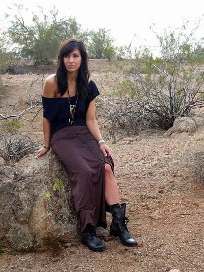 Maxi skirt and combat boots