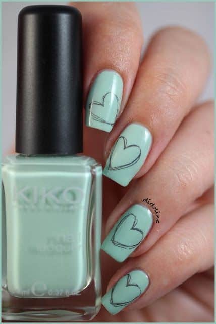 Mint Nails with Hearts