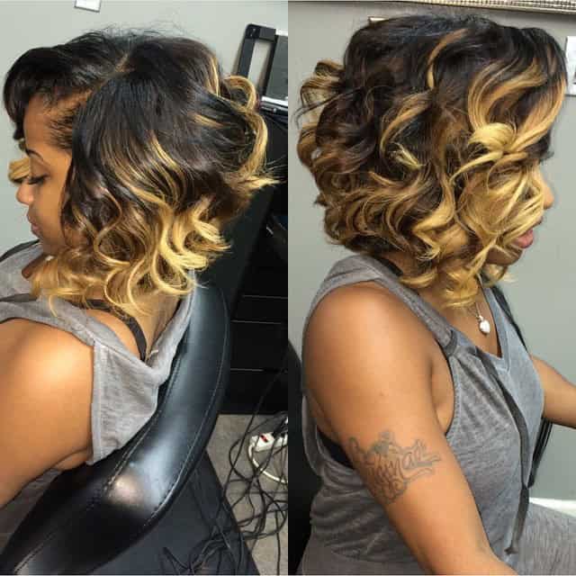 Curly inverted bob