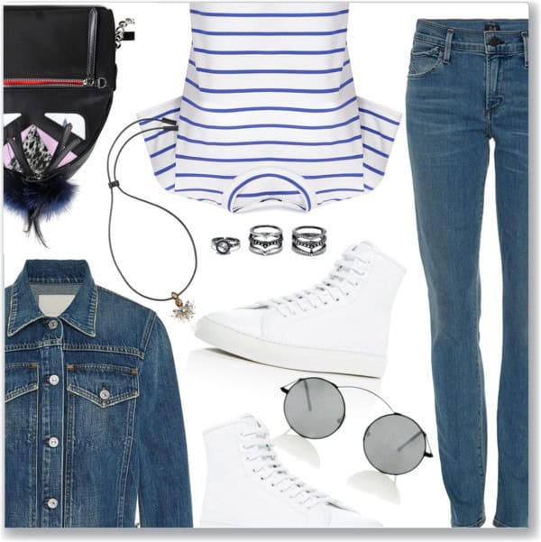 Striped Tee and Denim Jacket