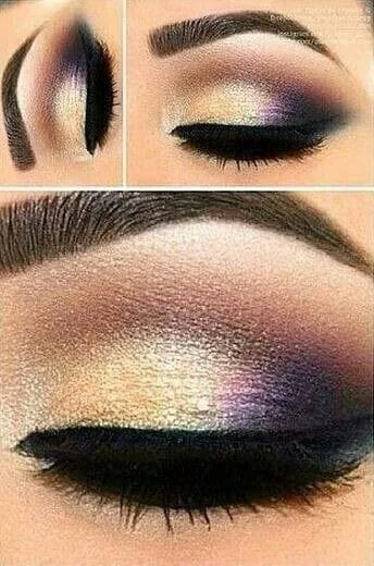 Golden and Purple Eye Makeup Idea