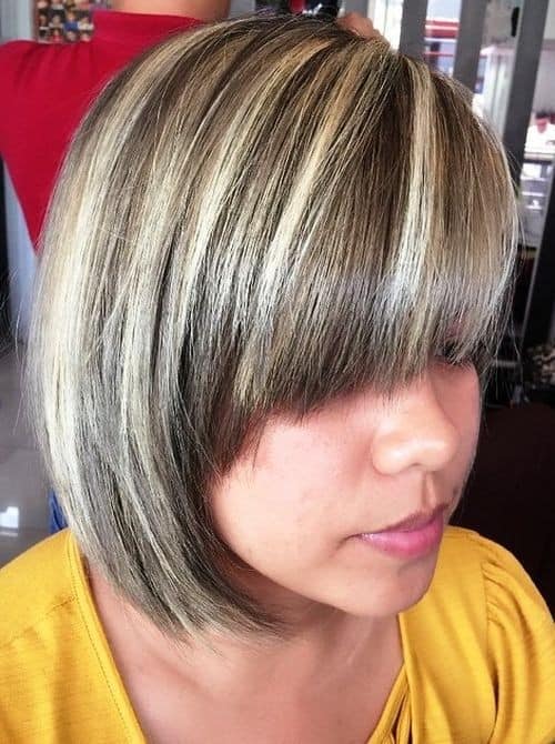 Silver, Blonde and Brown Bob with Fringe