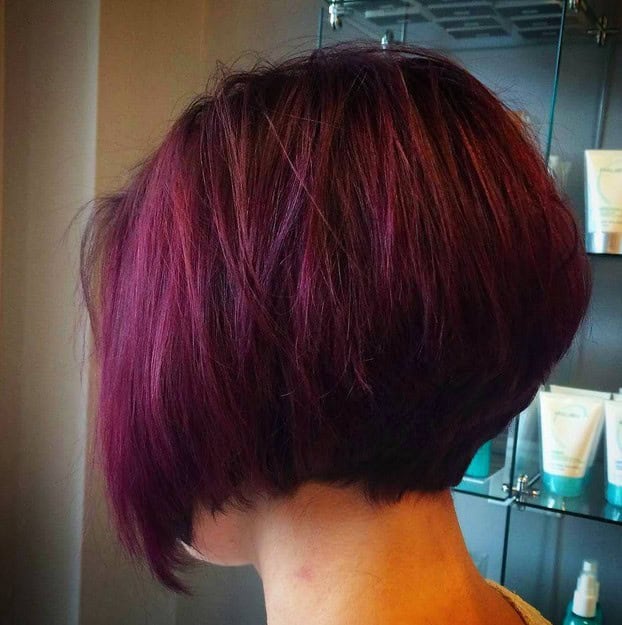 Purple and copper stacked bob