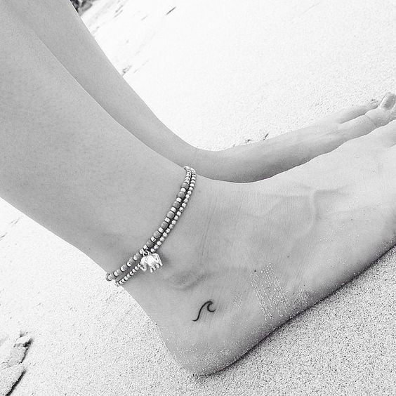 Subtle Wave Ankle Tattoo