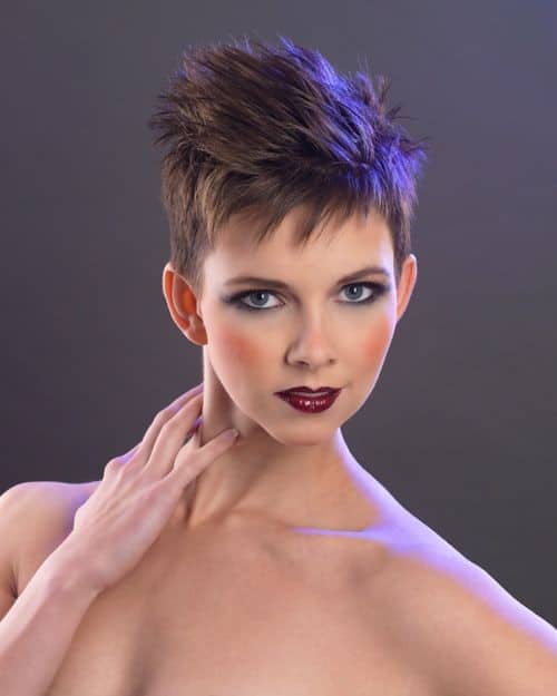 Short and spiky cut with high volume top