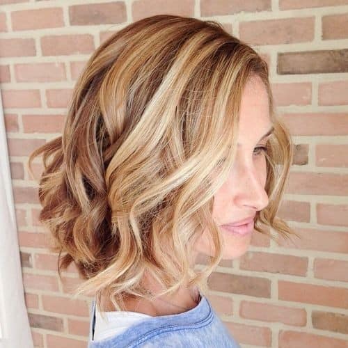 Medium Hairstyles: Auburn and Blonde Barrel Curls