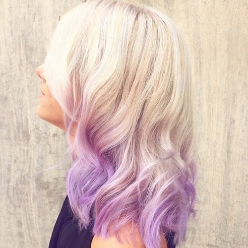 Shoulder Length White Blonde to Lavender