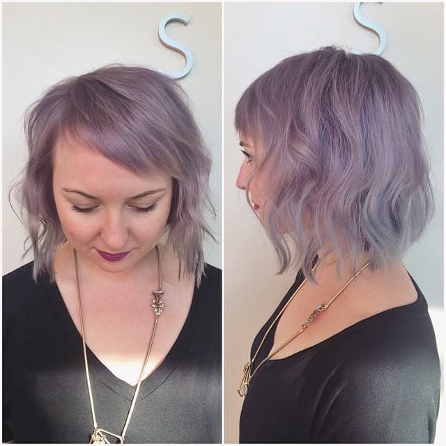 Lavender bob with short bangs