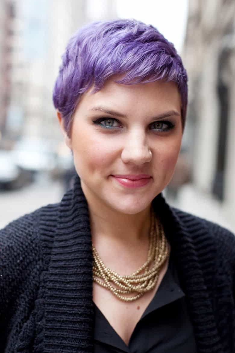 Purple pixie with short bangs