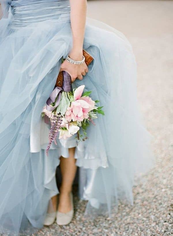 Custom blue wedding dress