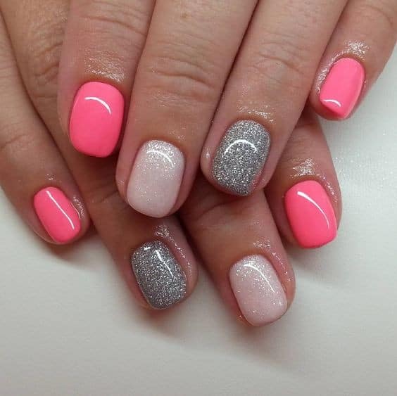 Pretty Pinks with Silver Glitter