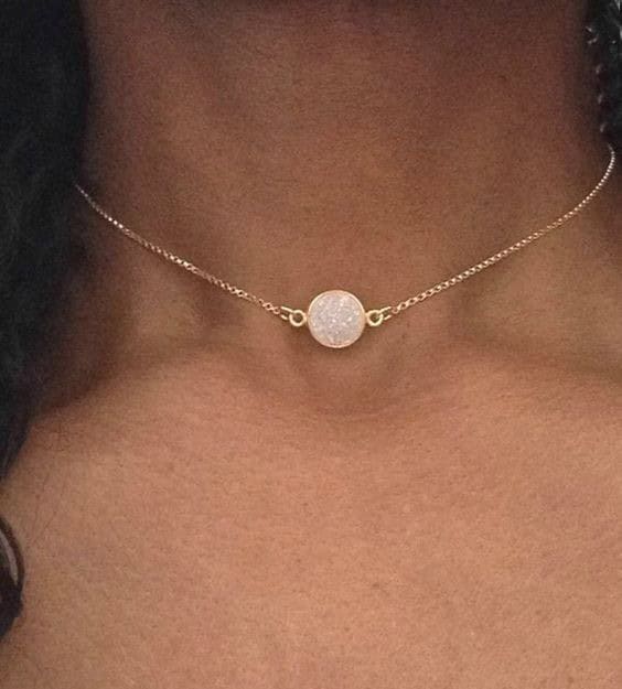 Gold Choker with Pink Gem