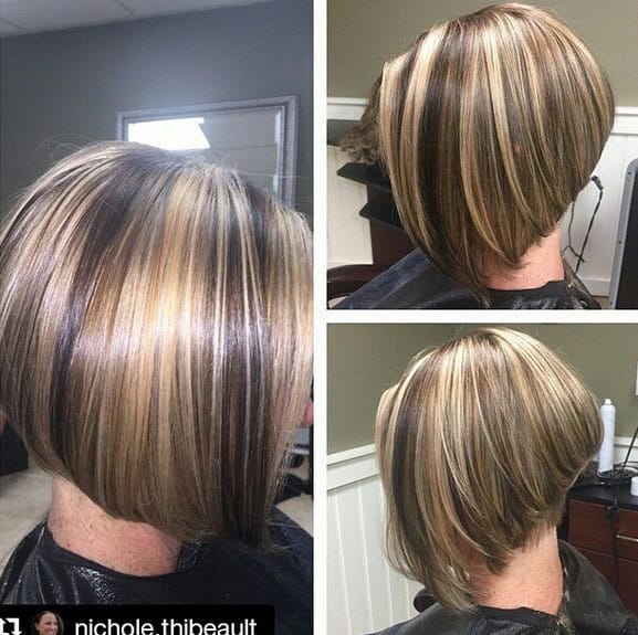 Inverted layered bob with a short tapered back