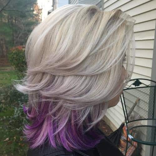 White Blonde and Purple Flicked Ends