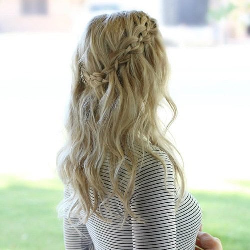 Tousled Blonde Waterfall Braid