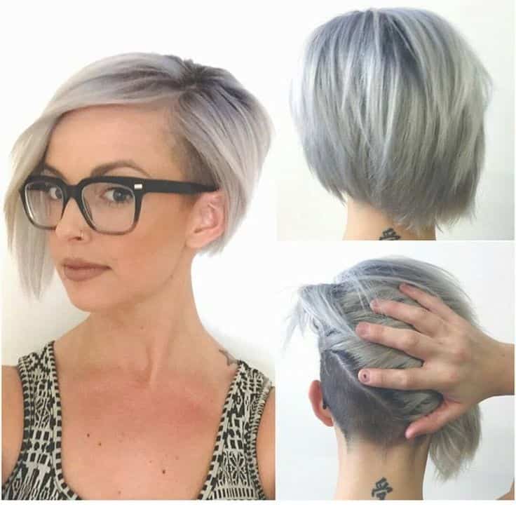 Short asymmetrical bob with shaved neckline