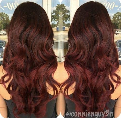 Dark Brown to Marsala Ombre Hair