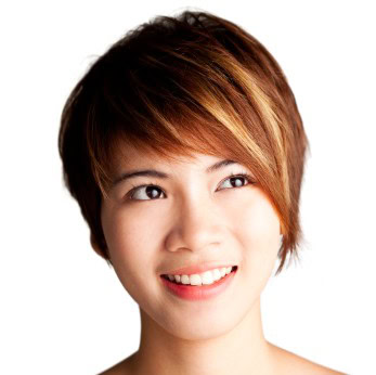 Short pixie cut for thick hair with blonde streaks