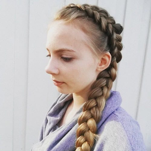 Side French braid (with “crown” look)