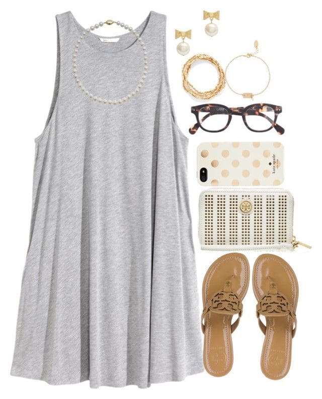 Tank T-shirt (material) dress with gold and pearl accessories