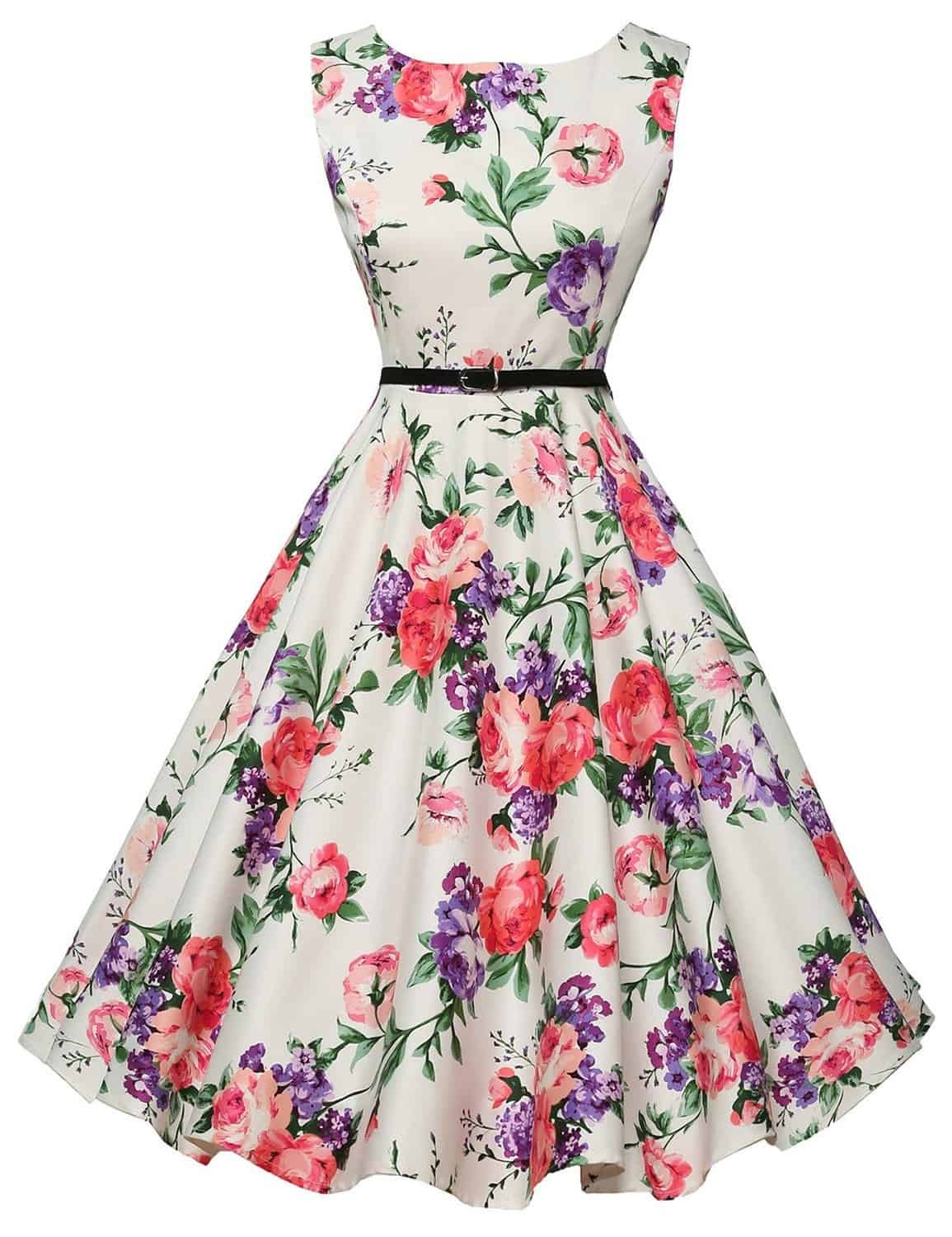 GRACE KARIN® Sleeveless Cotton Vintage Tea Dress with Belt