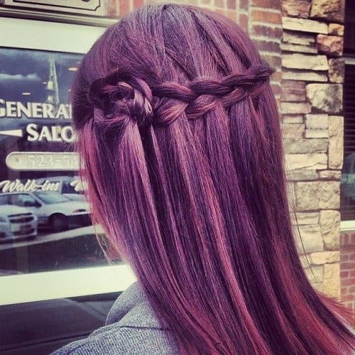 Purple Waterfall Braid with Twisted Finish